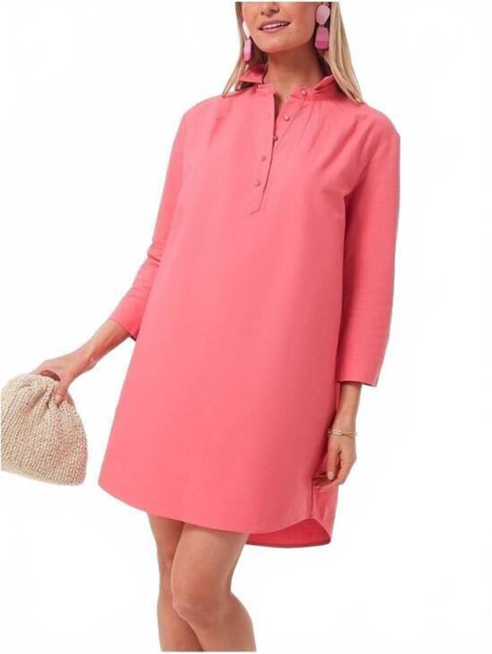 Tuckernuck Pomander Place Pink Shirt Dress Medium Preppy Coastal Minimalist